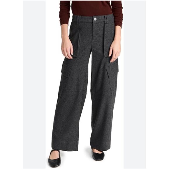 Vince Wide Leg Raver Flannel Cargo Utility Pants 10 Career Relaxed Quiet Luxury - Picture 1 of 9